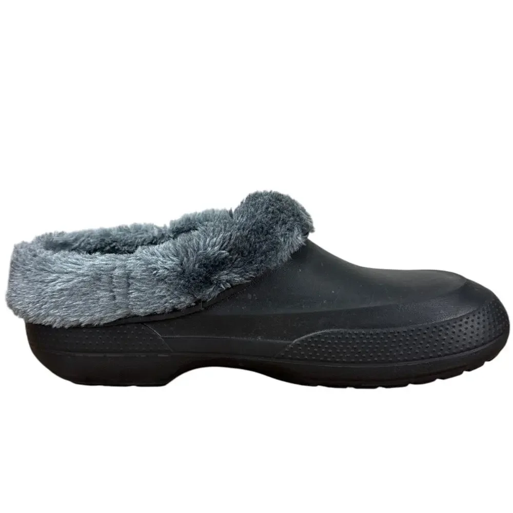 Crocs Classic Lined Clog Charcoal Grey Black Plush Fur Fleece Slipper M12 201661